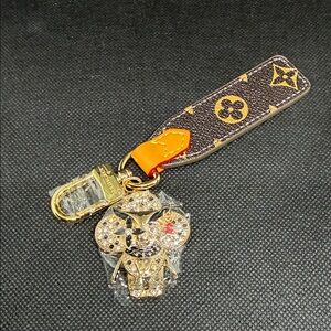 ✅ PRICE IS FIRM ✅ FASHION Leather Keychain with Gold Crystal Charm